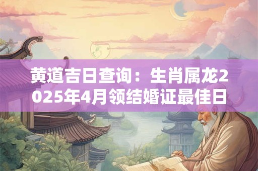 黄道吉日查询：生肖属龙2025年4月领结婚证最佳日期