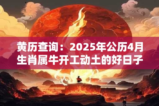 黄历查询：2025年公历4月生肖属牛开工动土的好日子