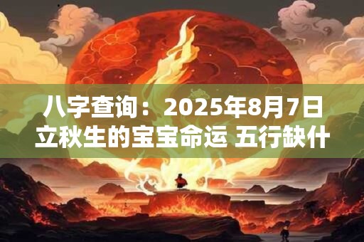 八字查询：2025年8月7日立秋生的宝宝命运 五行缺什么