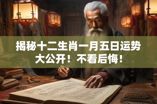 揭秘十二生肖一月五日运势大公开！不看后悔！