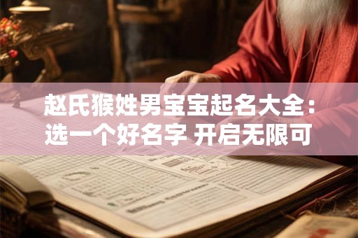 赵氏猴姓男宝宝起名大全：选一个好名字 开启无限可能！