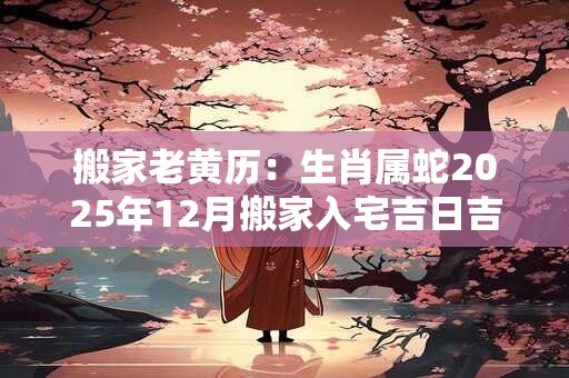 搬家老黄历：生肖属蛇2025年12月搬家入宅吉日吉时查询
