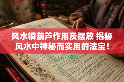 风水铜葫芦作用及摆放 揭秘风水中神秘而实用的法宝！