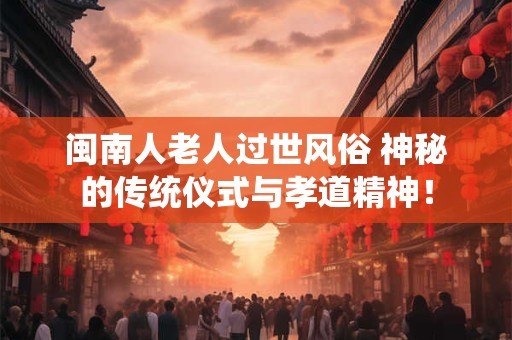 闽南人老人过世风俗 神秘的传统仪式与孝道精神！