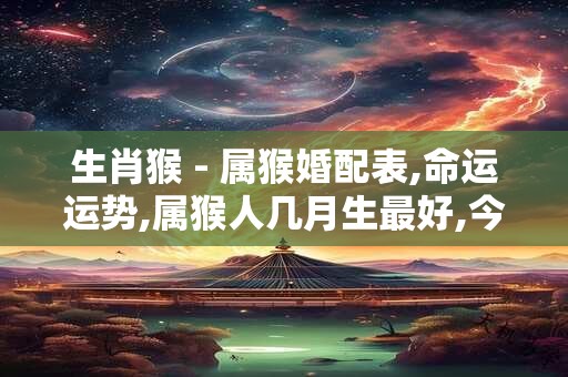 生肖猴 - 属猴婚配表,命运运势,属猴人几月生最好,今年多大