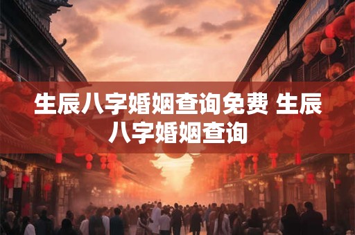生辰八字婚姻查询免费 生辰八字婚姻查询