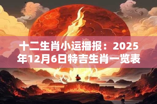 十二生肖小运播报：2025年12月6日特吉生肖一览表