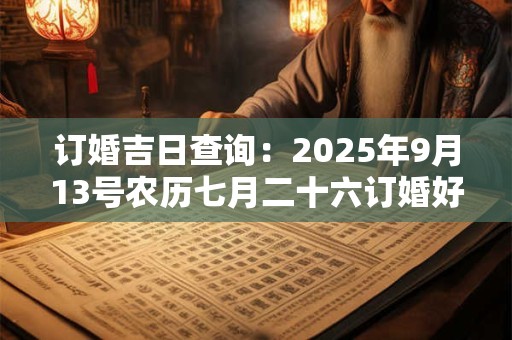 订婚吉日查询：2025年9月13号农历七月二十六订婚好吗
