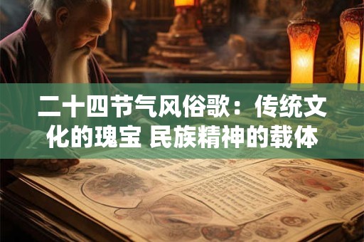 二十四节气风俗歌：传统文化的瑰宝 民族精神的载体