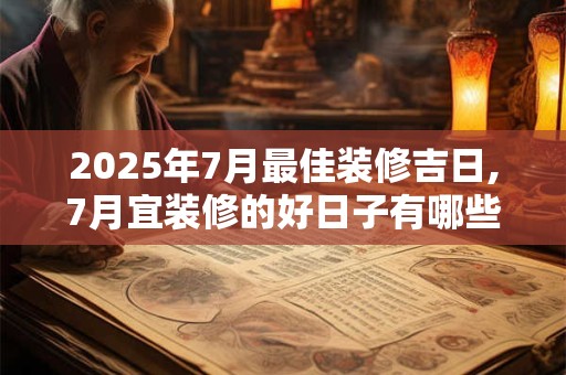 2025年7月最佳装修吉日,7月宜装修的好日子有哪些？