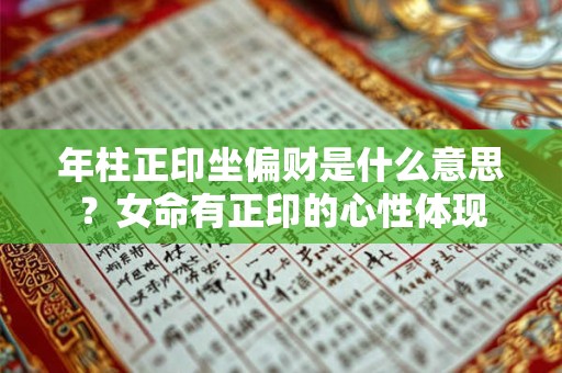 年柱正印坐偏财是什么意思？女命有正印的心性体现
