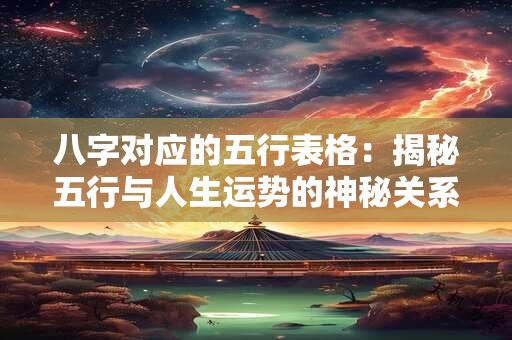 八字对应的五行表格：揭秘五行与人生运势的神秘关系