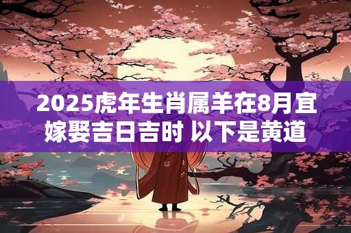 2025虎年生肖属羊在8月宜嫁娶吉日吉时 以下是黄道吉日
