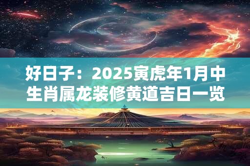 好日子：2025寅虎年1月中生肖属龙装修黄道吉日一览表？
