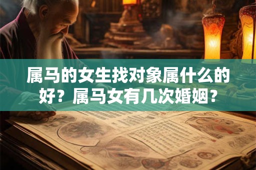 属马的女生找对象属什么的好？属马女有几次婚姻？