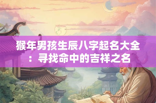猴年男孩生辰八字起名大全：寻找命中的吉祥之名