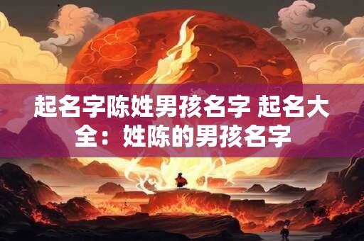 起名字陈姓男孩名字 起名大全：姓陈的男孩名字