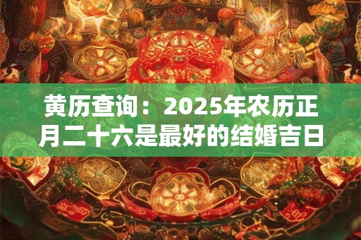 黄历查询：2025年农历正月二十六是最好的结婚吉日吗
