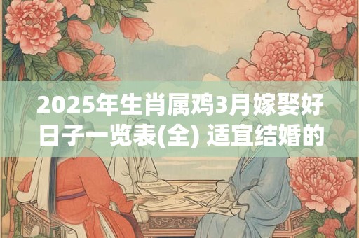 2025年生肖属鸡3月嫁娶好日子一览表(全) 适宜结婚的吉日
