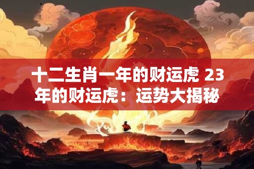 十二生肖一年的财运虎 23年的财运虎：运势大揭秘