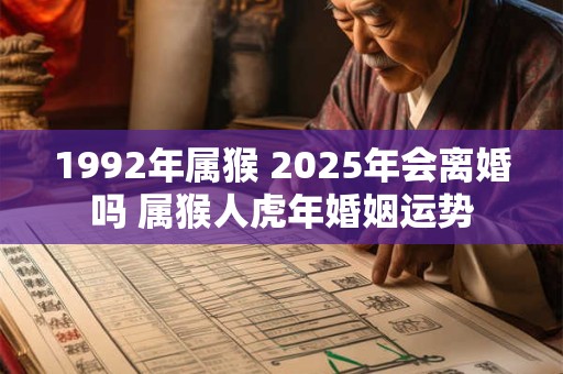 1992年属猴 2025年会离婚吗 属猴人虎年婚姻运势