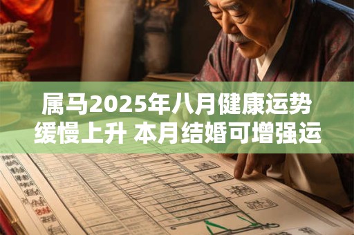 属马2025年八月健康运势缓慢上升 本月结婚可增强运势
