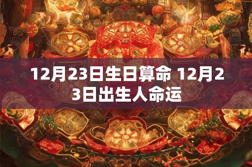 12月23日生日算命 12月23日出生人命运