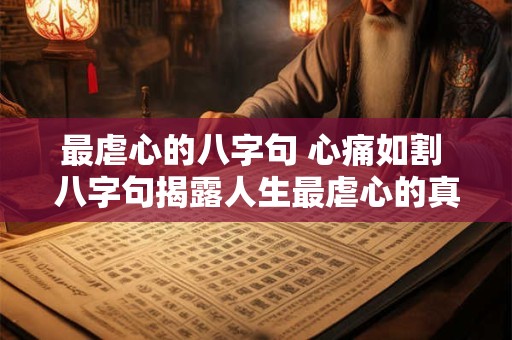 最虐心的八字句 心痛如割 八字句揭露人生最虐心的真相！