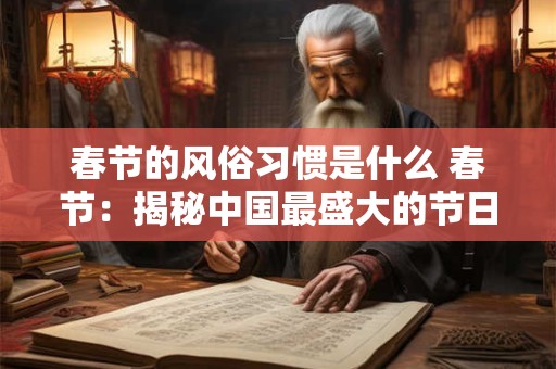 春节的风俗习惯是什么 春节：揭秘中国最盛大的节日风俗习惯