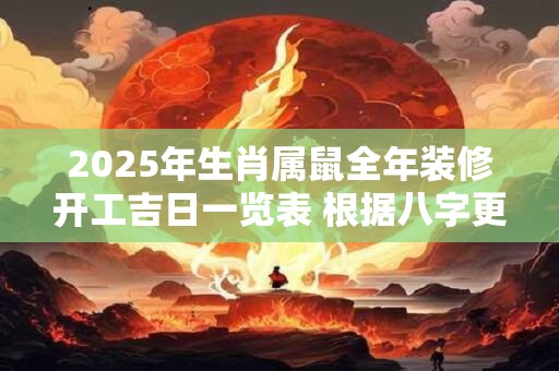 2026年生肖属鼠全年装修开工吉日一览表 根据八字更有效