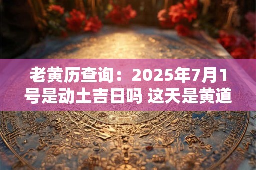 老黄历查询：2025年7月1号是动土吉日吗 这天是黄道吉日吗