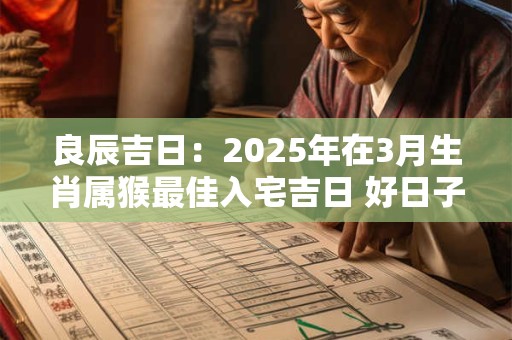 良辰吉日：2025年在3月生肖属猴最佳入宅吉日 好日子分析