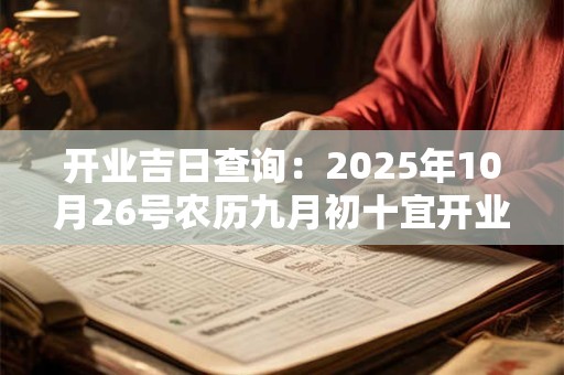 开业吉日查询：2025年10月26号农历九月初十宜开业吗