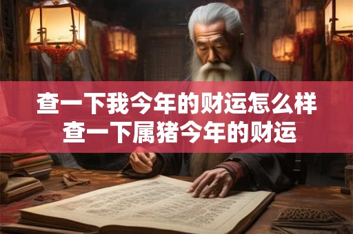 查一下我今年的财运怎么样 查一下属猪今年的财运
