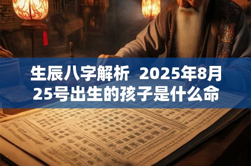 生辰八字解析  2025年8月25号出生的孩子是什么命