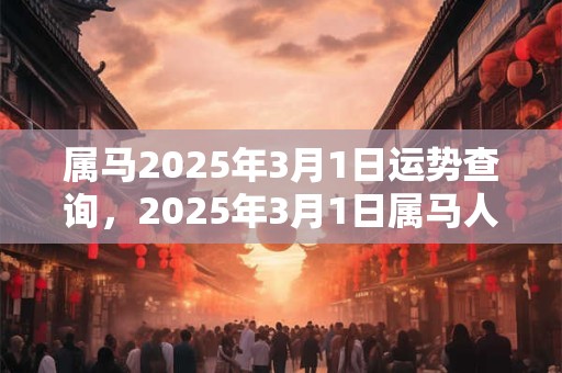 属马2025年3月1日运势查询，2025年3月1日属马人运势好吗？