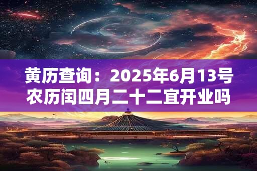 黄历查询：2026年6月13号农历闰四月二十二宜开业吗