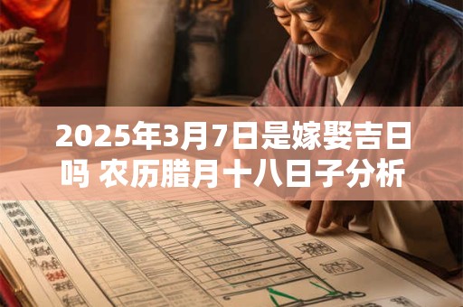 2025年3月7日是嫁娶吉日吗 农历腊月十八日子分析