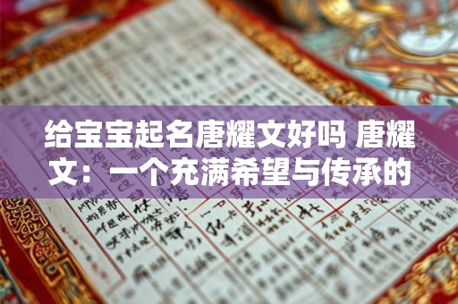给宝宝起名唐耀文好吗 唐耀文：一个充满希望与传承的名字