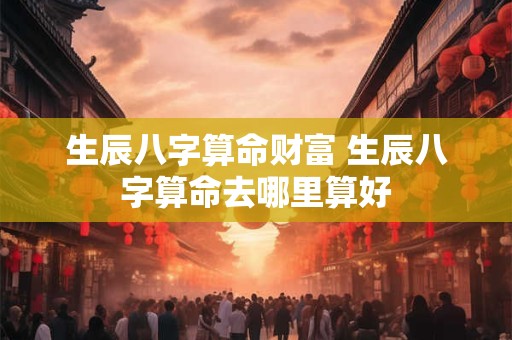 生辰八字算命财富 生辰八字算命去哪里算好