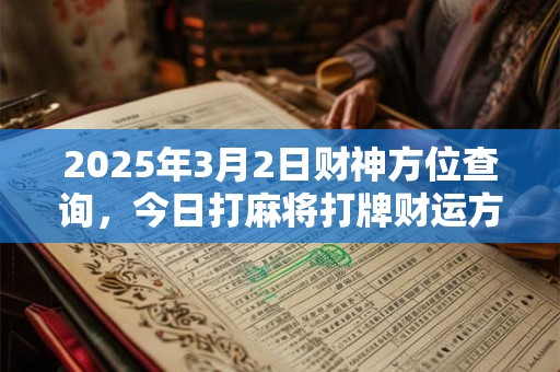 2025年3月2日财神方位查询，今日打麻将打牌财运方位