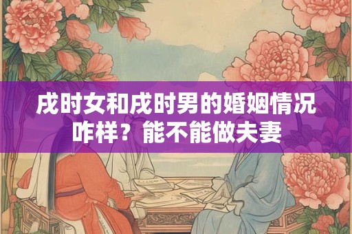 戌时女和戌时男的婚姻情况咋样？能不能做夫妻