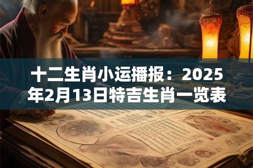 十二生肖小运播报：2025年2月13日特吉生肖一览表