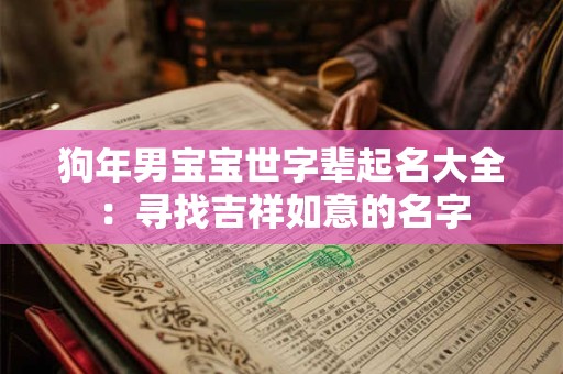 狗年男宝宝世字辈起名大全：寻找吉祥如意的名字