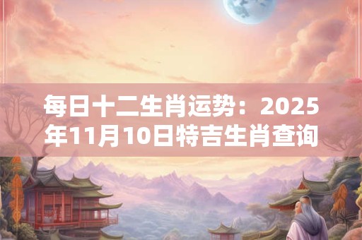 每日十二生肖运势：2025年11月10日特吉生肖查询