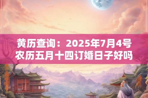 黄历查询：2025年7月4号农历五月十四订婚日子好吗