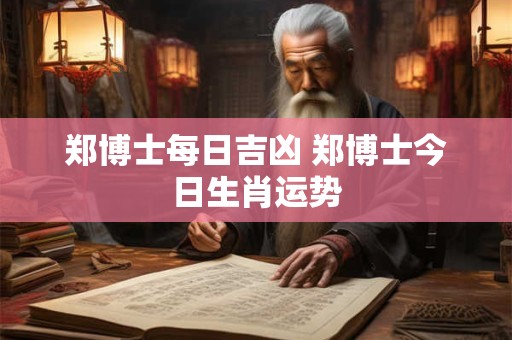 郑博士每日吉凶 郑博士今日生肖运势