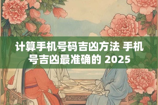 计算手机号码吉凶方法 手机号吉凶最准确的 2025