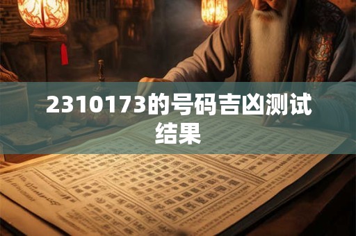 2310173的号码吉凶测试结果