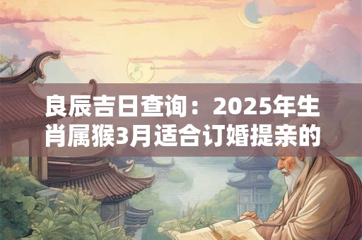 良辰吉日查询：2025年生肖属猴3月适合订婚提亲的好日子